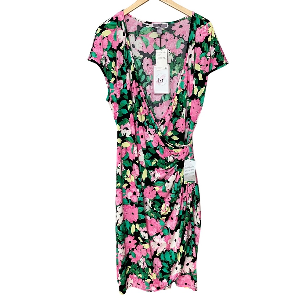 NWT By Design Floral Dress Delany Cap‎ Sleeve Ruched Rosie Print Plus Size 1X
